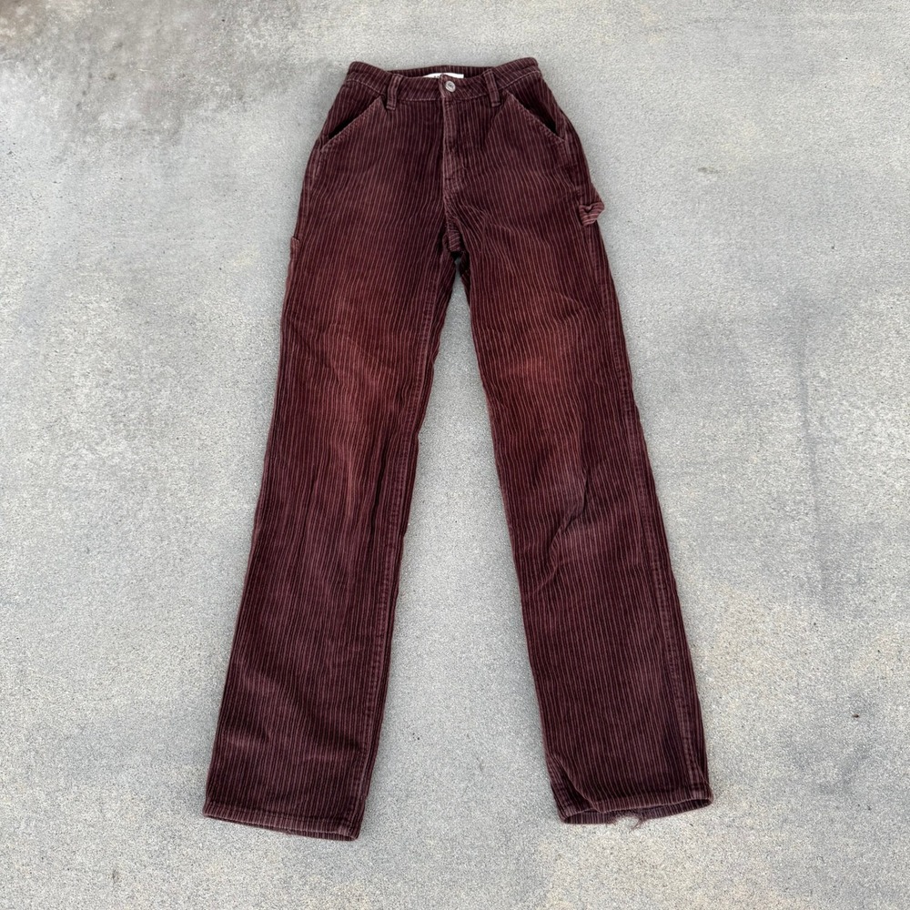 PacSun 90s BF Carpenter Corduroy Pants Burgundy Brown Women Size 22